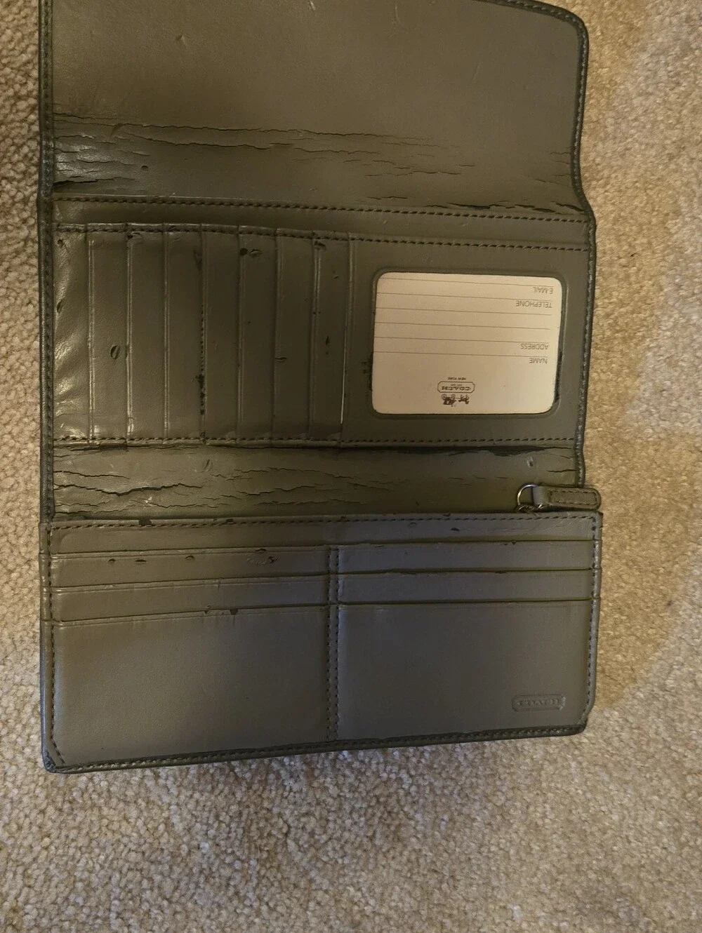 Coach Grey Signature Canvas Buckle Clutch Wallet